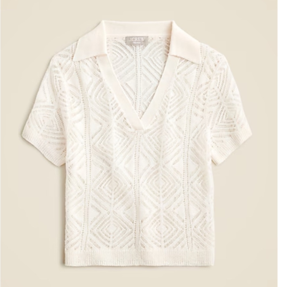 J. Crew Cashmere lace pointelle sweater-polo. Never worn
